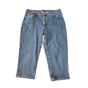 Blu Denim Capri Crop Blue Beach Resort Stretch Cotton Jeans Pants Plus 18 Medium